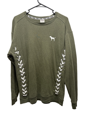 Victoria's Secret PINK Sweatshirt with White Lace Up Detail Y2K Oversized